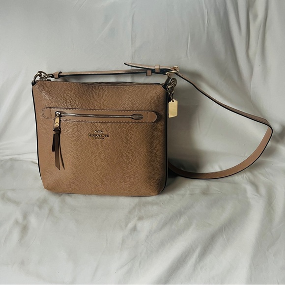 Coach Handbags - COACH Handbag purse crossbody shoulder bag Tan signature gold hardware EUC